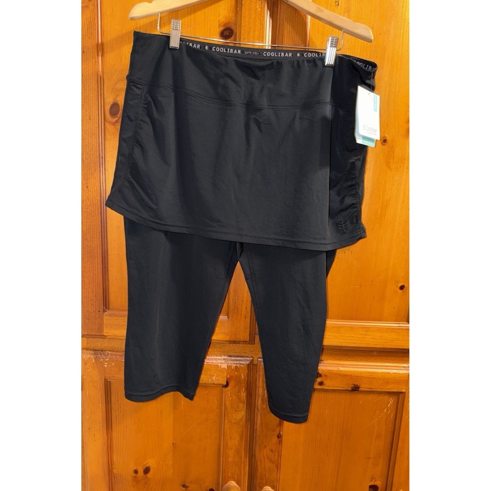 Coolibar Skirted Swim Capris Women's XXL Black UPF 50+ Sun Protection NEW Kahula